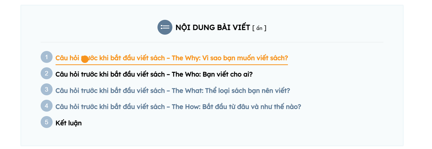Sử dụng mục lục và “jump link” để nâng trải nghiệm cho người dùng